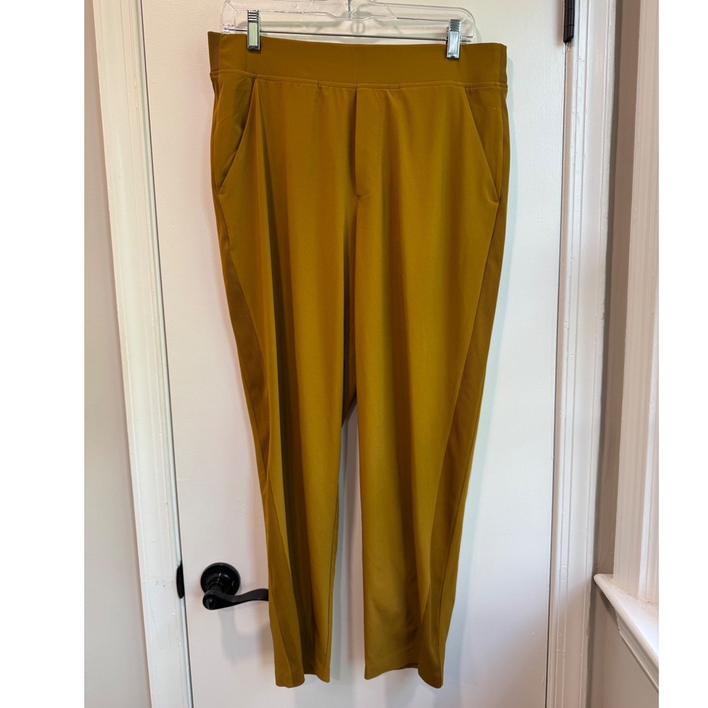 Athleta Brooklyn Ankle Pant Mustard Yellow Gold Tapered Travel‎ Pants Womens 12